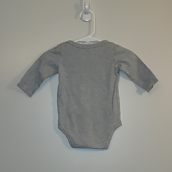 Gray Long Sleeved Bodysuit with Funny Text LOT H - Picture 3 of 7